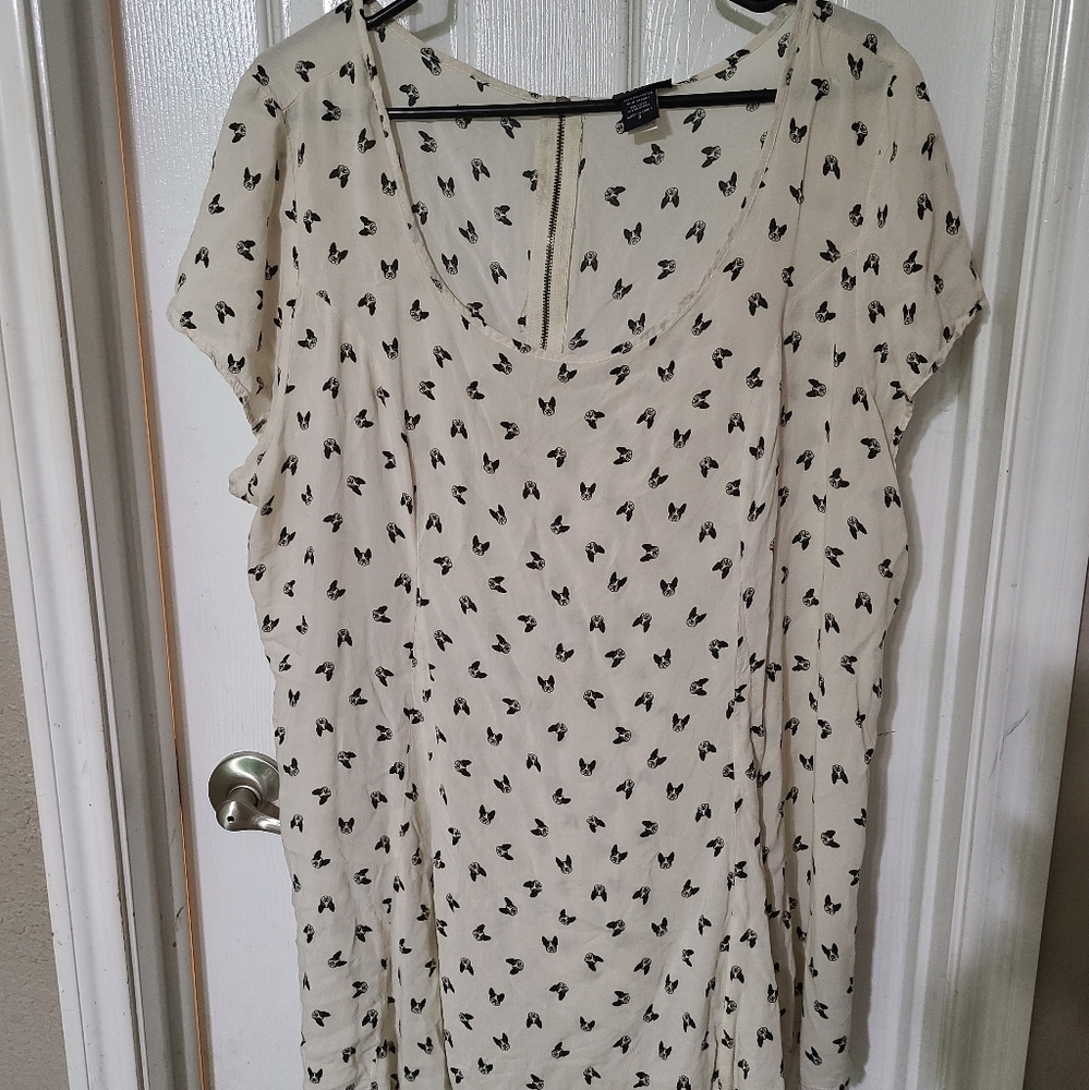Sheer French Bulldog Zipper Top